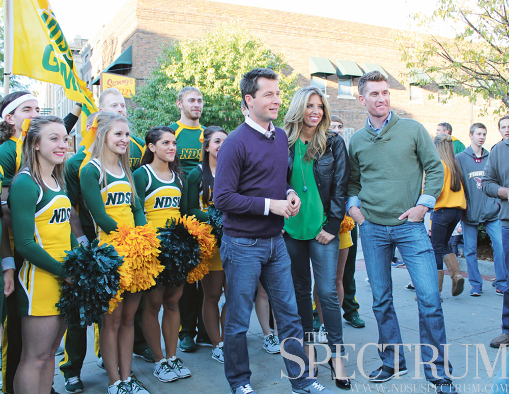 JULIA SATTLER | THE SPECTRUM ESPN's "SportsCenter on the Road" hosts Matt Barrie, Sara Walsh and Marty Smith broadcast live from downtown Fargo on Friday evening as part of "SportsCenter's" three-day visit to Fargo in fall 2015. 