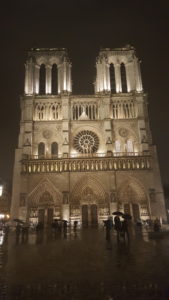 PHOTO COURTESY Kali Wells | Notre Dame Cathedral in the rainy night highlights the romanticism of Paris. 