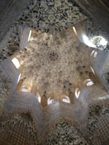 PHOTO COURTESY JORDYN MESKAN | Intricate patterns and designs adorn the ceiling of the Alhambra.