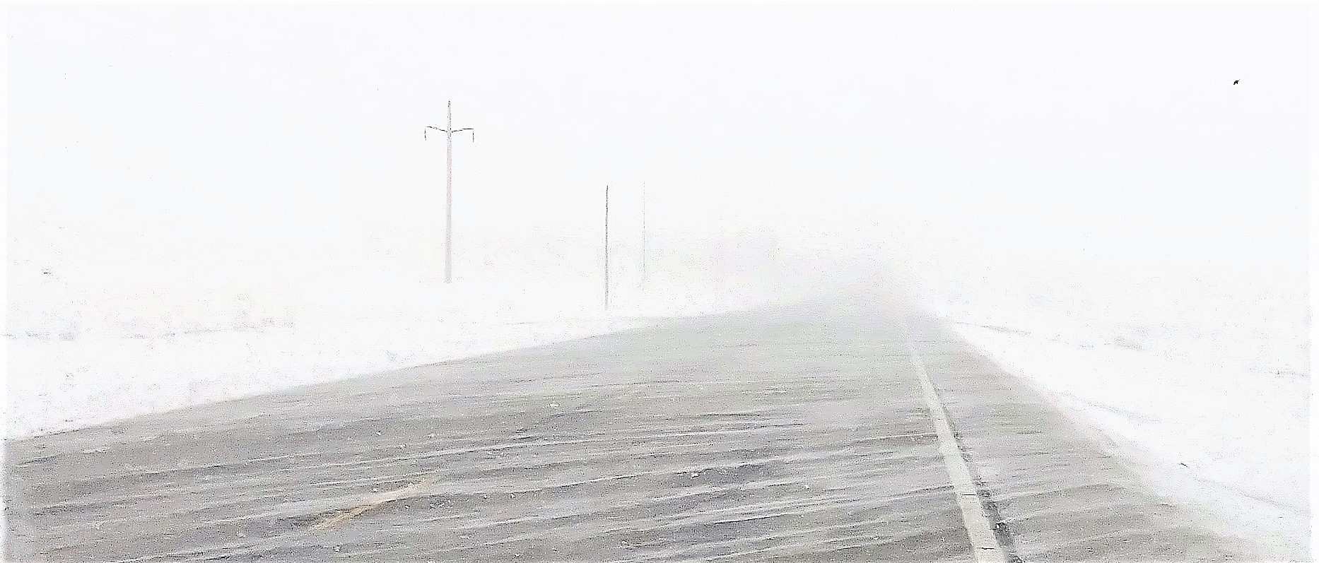 road during white out conditions.